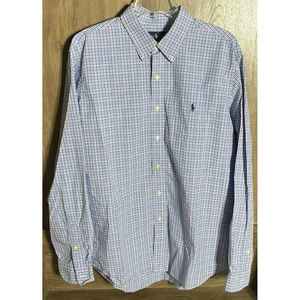 Ralph Lauren Blue Green Plaid Long Sleeve Button Up Casual Mens Shirt Size XL
